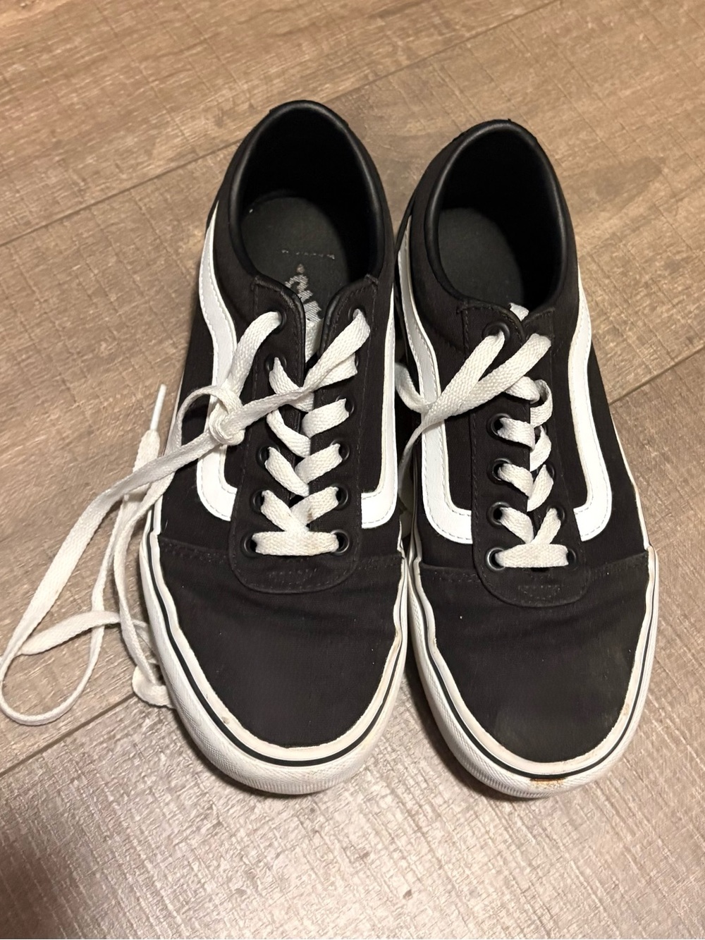 Black and White Canvas Low-Top Sneakers - vans